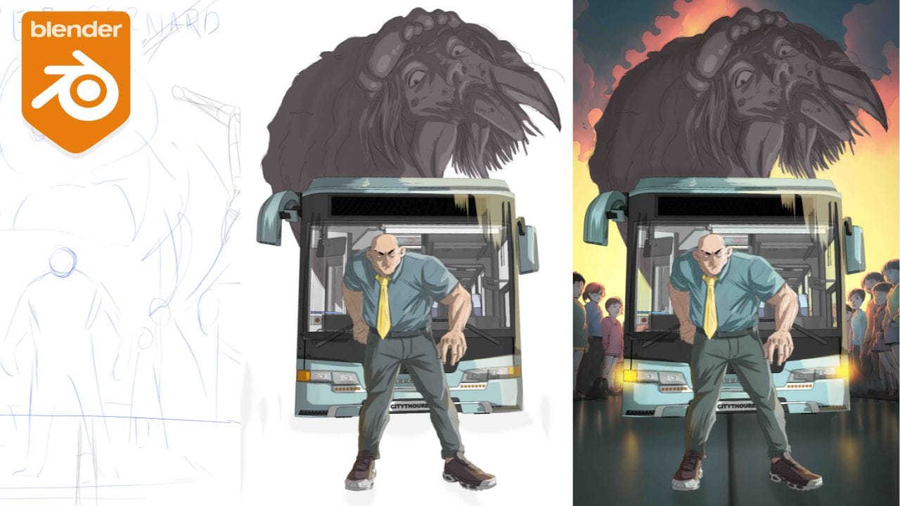 漫画制作のためのBlender、Mixamo、Sketchfab、Midjourney
